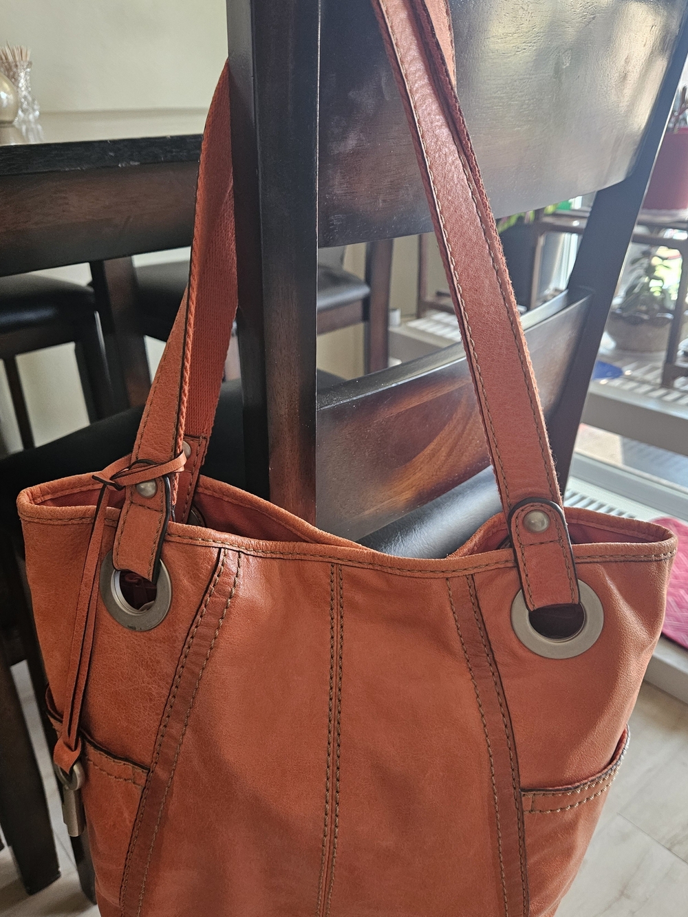Fossil Leather Shoulder Bag in Burnt Orange